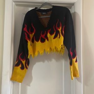 Flame cropped sweater.